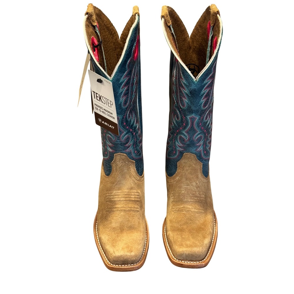 Ariat Futurity Boon Western Boots Buckskin Roughout Blue Women's 7B Cowgirl - Picture 3 of 7